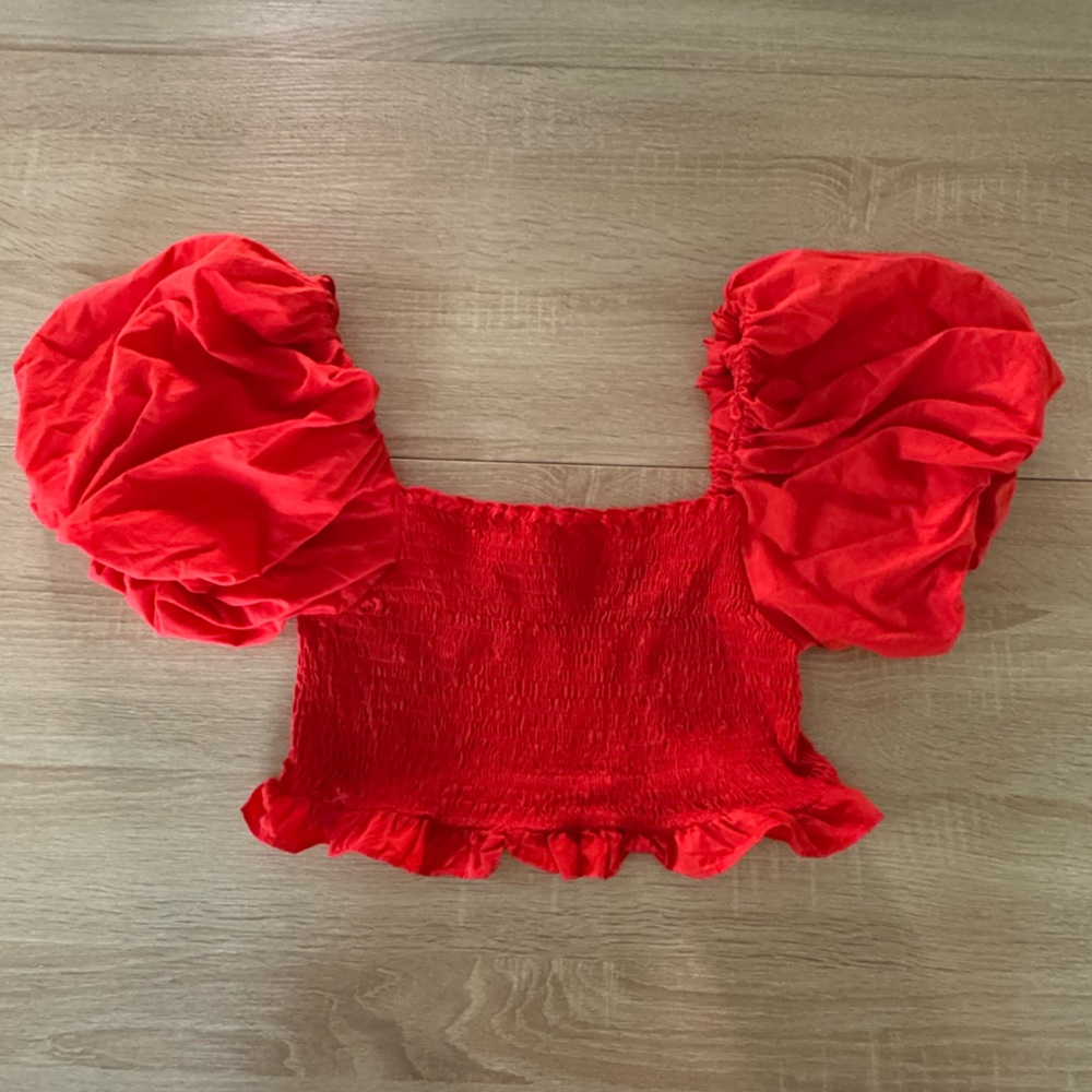 Zara | Red Puff Sleeve Top